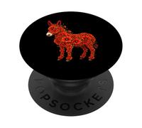 Red Poppy Donkey Flower Gardening Floral PopSockets Adhesive PopGrip