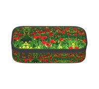 Red Poppy Field Farm Meadow Landscape Large Capacity Pencil Case Stationery Storage Bag with Zipper Boys Girls Students School