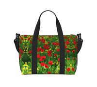 Red Poppy Field Farm Meadow Landscape Printed Travel Duffel Bag Foldable Gym Duffel Bag Suitable for Travel Work Gym etc