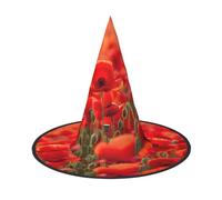 Red Poppy Field Farm print Halloween hat parties, carnivals hat dances, cosplay. Costume Witches Party Adult