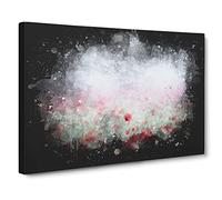 Red Poppy Field In Italy Paint Splash Canvas Print | Gallery Wrapped 30mm Frame Wall Art | 20x14 inches | Ready to Hang | Modern Floral Picture | Living Room Bedroom Lounge Office