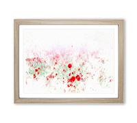 Red Poppy Field In Italy Watercolour Modern Framed Print | A4 Oak Framed Wall Art | Ready to Hang | Modern Floral Picture | Living Room Bedroom Lounge Office
