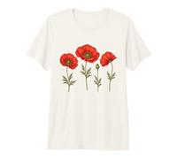 Red Poppy Field Vintage Botanical Wildflower Floral Nature Premium T-Shirt