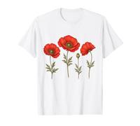 Red Poppy Field Vintage Botanical Wildflower Floral Nature Value Graphic T-Shirt
