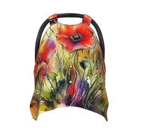 Red Poppy Flower Baby Car Seat Cover Soft Baby Nursing Cover Infant Carseat Stroller Cover for Girls and Boys