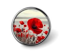 Red Poppy Flower Badges Pin, Personalized Exquisite Round Badge, 1 Inch Button Pins for Women And Men, Decorative Metal Round Brooch for Clothing, Backpacks, And Hats