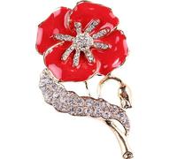Red Poppy Flower Brooch Creative Rhinestone Poppy Brooch Pin Badge Remembrance Sunday Day Lapel Pins for Lest We Forget Veterans Day Memorial Day Gift (style 5)