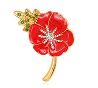 Red Poppy Flower Brooch Creative Rhinestone Poppy Brooch Pin Badge Remembrance Sunday Day Lapel Pins for Lest We Forget Veterans Day Memorial Day Gift (style 3)