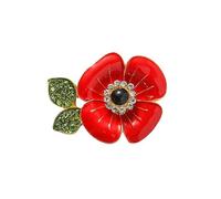 Red Poppy Flower Brooch Creative Rhinestone Poppy Brooch Pin Badge Remembrance Sunday Day Lapel Pins for Lest We Forget Veterans Day Memorial Day Gift