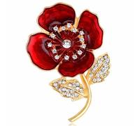 Red Poppy Flower Brooch for Women - Remembrance Day Awareness Lapel Scarf Jacket Pin- Symbolic Gift