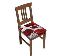 Red Poppy Flower Chair Pads Square Chair Cushion Cover For Home Dining Room Bar Wedding Party Decor Six Piece