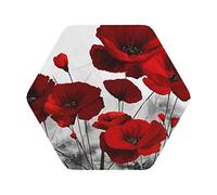 Red Poppy Flower Drink Coasters Set Of 6, Leather Coasters Waterproof Heat Resistant Perfect For Common Size Glass Coffee Cup & Mug
