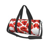 Red Poppy Flower Duffle Bag With Shoes Compartment And Adjustable Strap,Foldable Travel Duffel Bags For Men Women,Waterproof Duffel Bags, Black, One Size