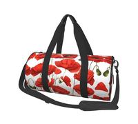 Red Poppy Flower Duffle Bag With Shoes Compartment And Adjustable Strap,Foldable Travel Duffel Bags For Men Women,Waterproof Duffel Bags, Black, One Size