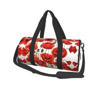 Red Poppy Flower Duffle Bag With Shoes Compartment And Adjustable Strap,Foldable Travel Duffel Bags For Men Women,Waterproof Duffel Bags, Black, One Size