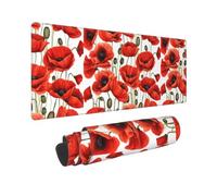 Red Poppy Flower Gaming Mousepad Large Waterproof Non-Slip Desk Mat for Home Office Work Computer, Keyboard Pad Work from Home Essentials - 80x30cm
