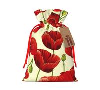Red Poppy Flower Gift Bag with Handles and tag, Perfect for Christmas, Birthday, Wedding or Daily Gift - (S)