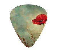 Red Poppy Flower - Guitar Picks-12 Pack Includes Thin, Medium & Heavy Gauges, Best Gift for Guitar Lovers