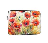 Red Poppy Flower Pattern Laptop Sleeve 15 Inch Shockproof Protective Notebook Case Travel Laptop Bag for Men Women