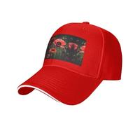 Red Poppy Flower Pint Trucker Hat Baseball Cap, Baseball Cap Adjustable Sun Hat Golf Hats, Adjustable Classic Cap