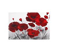 Red Poppy Flower Placemats for Dining Table Set of 6-18x12 in Easy to Clean Heat Resistant Waterproof Practical