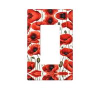 Red Poppy Flower Print 1 Gang Single Rocker Wall Panel Light Switch Plate Covers Wall Decor Home Decor For Kitchen Bathroom Bedroom 2.8x4.5 In