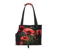 Red Poppy Flower print Puppy Carrier Walking Dog Bags Pets Dogs Carrier Bags for small Dogs and Cat and Rabbit
