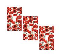 Red Poppy Flower Print Single Toggle Wall Panel Light Switch Plate Covers Wall Decor Home Decor For Kitchen Bathroom Bedroom Decor 2.75x4.5 In.