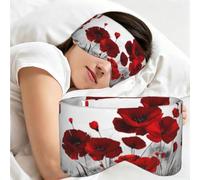 Red Poppy Flower Prints, Sleep Mask for Home Travel, Full Eye Covers Light Blocking Eye Mask Sleep Eye and Ear Muffs