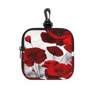 Red Poppy Flower Prints, Square Zipper Storage Bag, Neoprene Coin Purse, Small Wallets, Change Pouch, Change Purse