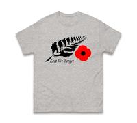 Red Poppy Flower Remembrance T-Shirt - Lest We Forget Armed Forces Day UK Veteran Support Patriotic Tee Unisex Kids Adult Top (Heather Grey, XL)