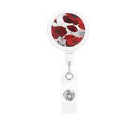Red Poppy Flower Retractable Badge Holder, Id Tag Holder 360° Rotation for Office Workers Doctor Nurses