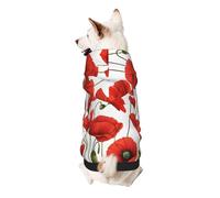 Red Poppy Flower Small Dog Hoodie Cute Printed Pet Sweater with Hood for Small Breed Dogs, Lightweight Comfortable