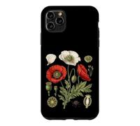 Red Poppy Flower Study Petals Buds Leaves Seed Pods Case for iPhone 11 Pro Max