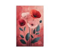 Red Poppy Flower Wall Art Watercolor Floral Botanical Print with Elegant Wildflowers Modern Nature-Inspired Artwork Living Room Entryway Office Home Decor Gift 20x30inch Unframe