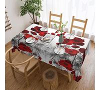 Red Poppy Flower Washable Square Lace Tablecloth - 54x72 in-Perfect for Buffet Tables, Parties, Holiday Dinners Affordable