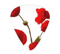 Red Poppy Flowers,12 Pcs Guitar Pick,3 Different Thickness Plectrums for Acoustic Guitar Bass Ukulele (0.46mm 0.96mm 0.71mm)