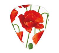 Red Poppy Flowers,12 Pcs Guitar Pick,3 Different Thickness Plectrums for Acoustic Guitar Bass Ukulele (0.46mm 0.96mm 0.71mm)