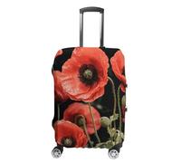 Red Poppy Flowers Leaves Suitcase Covers Luggage Protector - Travel Elastic Baggage Case Protective, Washable Anti-scratch Large Suit Case Cover for Suitcases Fits 19-32 Inch Luggages, white, XL