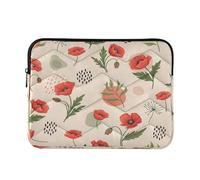 Red Poppy Flowers Peach Laptop and Tablet Bag, Protective Padded 15.6 Inch Laptop Case for Women