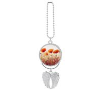 Red Poppy Flowers Rear View Mirror Car Charm Ornament Hanging Decoration Pendant Car Accessories for Women, Cute Aesthetic Decor Gifts Interior Ornament Truck Christmas for Men