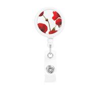 Red Poppy Flowers, Retractable Badge Holder,Badge Reels Holder with ID Clip Alligator Clip