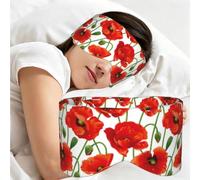 Red Poppy Flowers, Sleep Mask for Home Travel, Full Eye Covers Light Blocking Eye Mask Sleep Eye and Ear Muffs