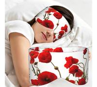 Red Poppy Flowers, Sleep Mask for Home Travel, Full Eye Covers Light Blocking Eye Mask Sleep Eye and Ear Muffs