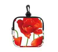 Red Poppy Flowers, Square Zipper Storage Bag, Neoprene Coin Purse, Small Wallets, Change Pouch, Change Purse