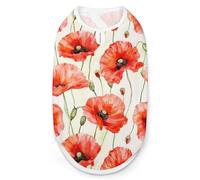 Red Poppy Flowers Watercolor Funny Dog Shirts Sleeveless Pet Tank Top Comfort Pets Clothes Vest for Small Medium Dogs Cat L
