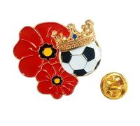Red Poppy Football Pin Veteran Soldier Remembrance Day Brooch Enamel Pin Badge Memorabilia