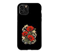 Red Poppy Japanese Woodblock Flower Case for iPhone 11 Pro