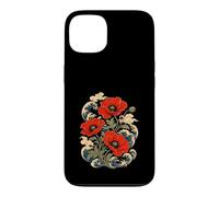 Red Poppy Japanese Woodblock Flower Case for iPhone 13