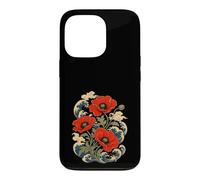 Red Poppy Japanese Woodblock Flower Case for iPhone 13 Pro